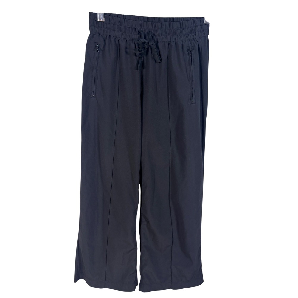 Tna Aritzia Wide Leg Athletic Pants Women XS Black Pintuck Drawstring Zip Pocket
